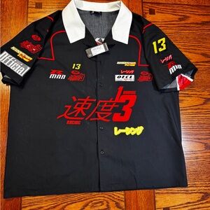 NWT- Men’s size XL - BoohooMAN Black and White Button-Up Racing Shirt